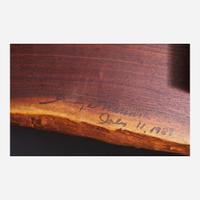 George Nakashima (American, 1905-1990) Fine Single-Board "Conoid" Dining Table and Set of Six Single-Board "Conoid" Dining Chairs, New Hope, Pennsylvania, 1988