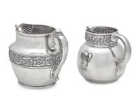 Two Sterling Silver Floral Repousse Pitchers, Tiffany & Co., New York, NY, Circa 1880-1890s