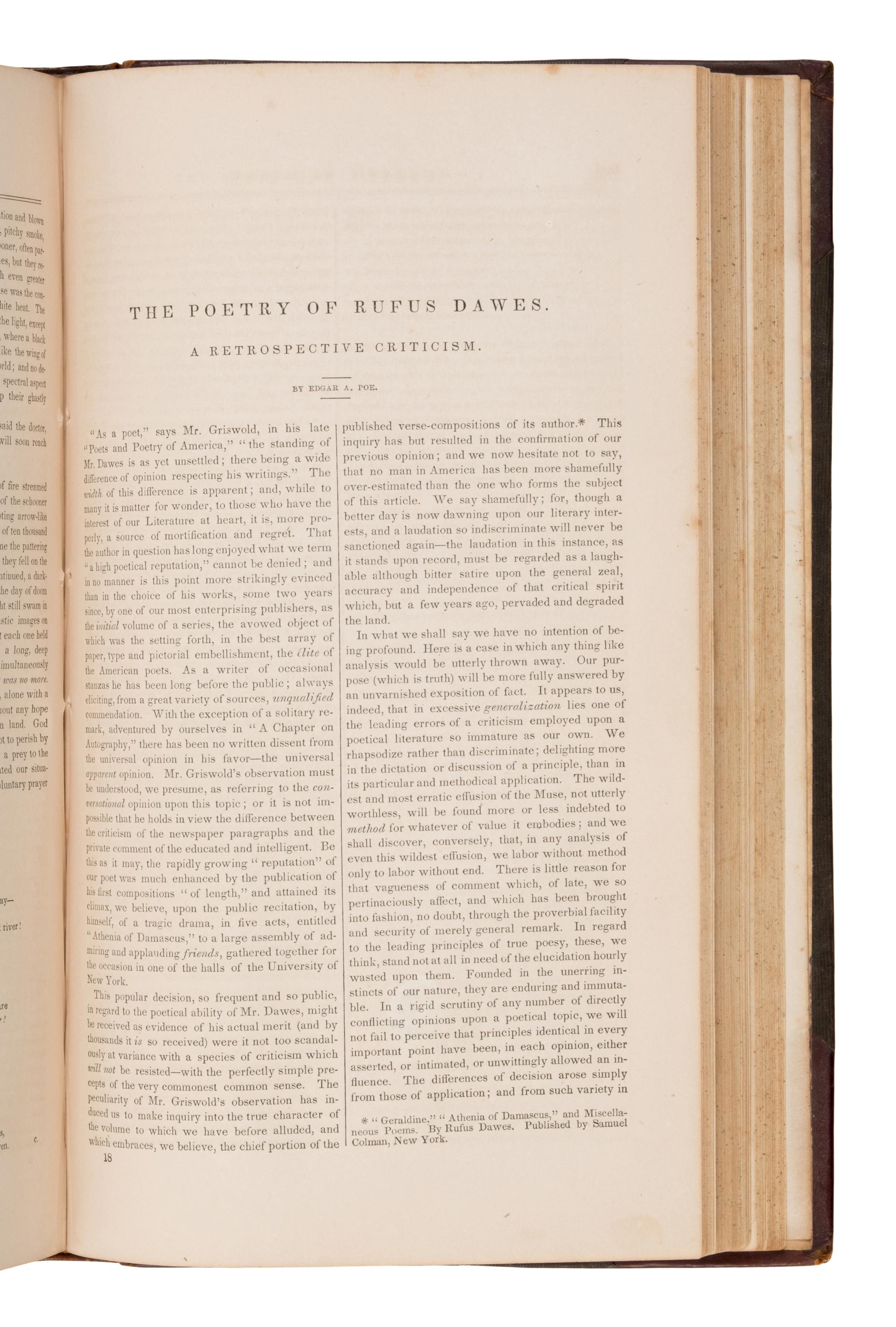 [Poe, Edgar Allan (1809-1849)]. "The Mask of the Red Death: A Fantasy," and 6 other writings. In: Graham's Lady's and Gentleman's Magazine, Vols. XX-XXII . Philadelphia: George R. Graham, January-June, 1842.