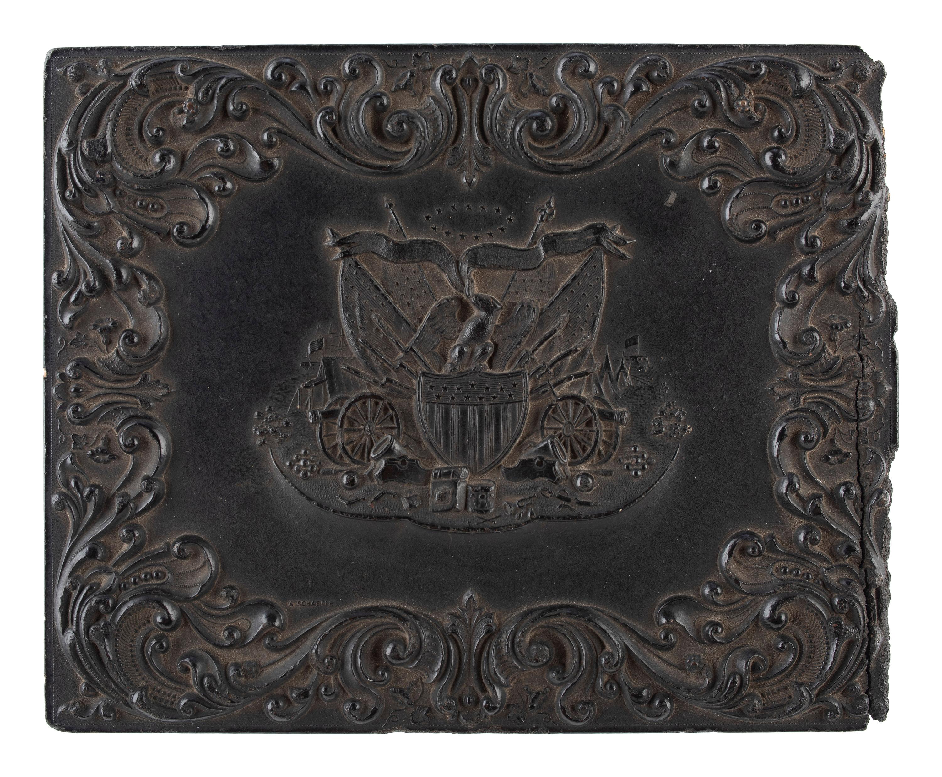 [CIVIL WAR]. Quarter plate tintype of Union officers leading western Infantry company. N.p.: N.p., [1861-1865].