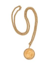 YELLOW GOLD AND SOUTH AFRICAN KRUGERRAND COIN PENDANT/NECKLACE