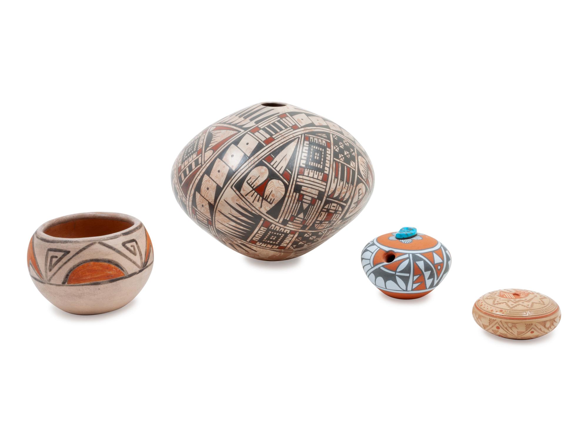 Four Polychrome Painted Pottery Items