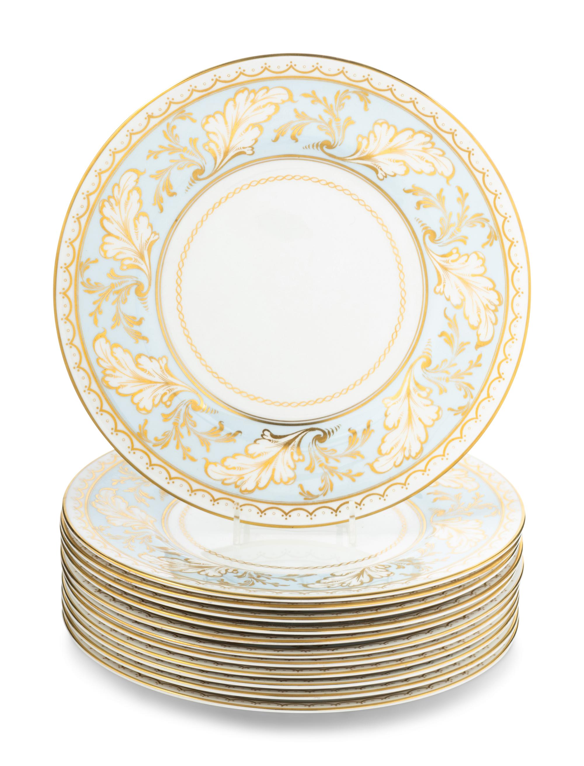 A Set of Twelve Royal Worcester Porcelain Dinner Plates