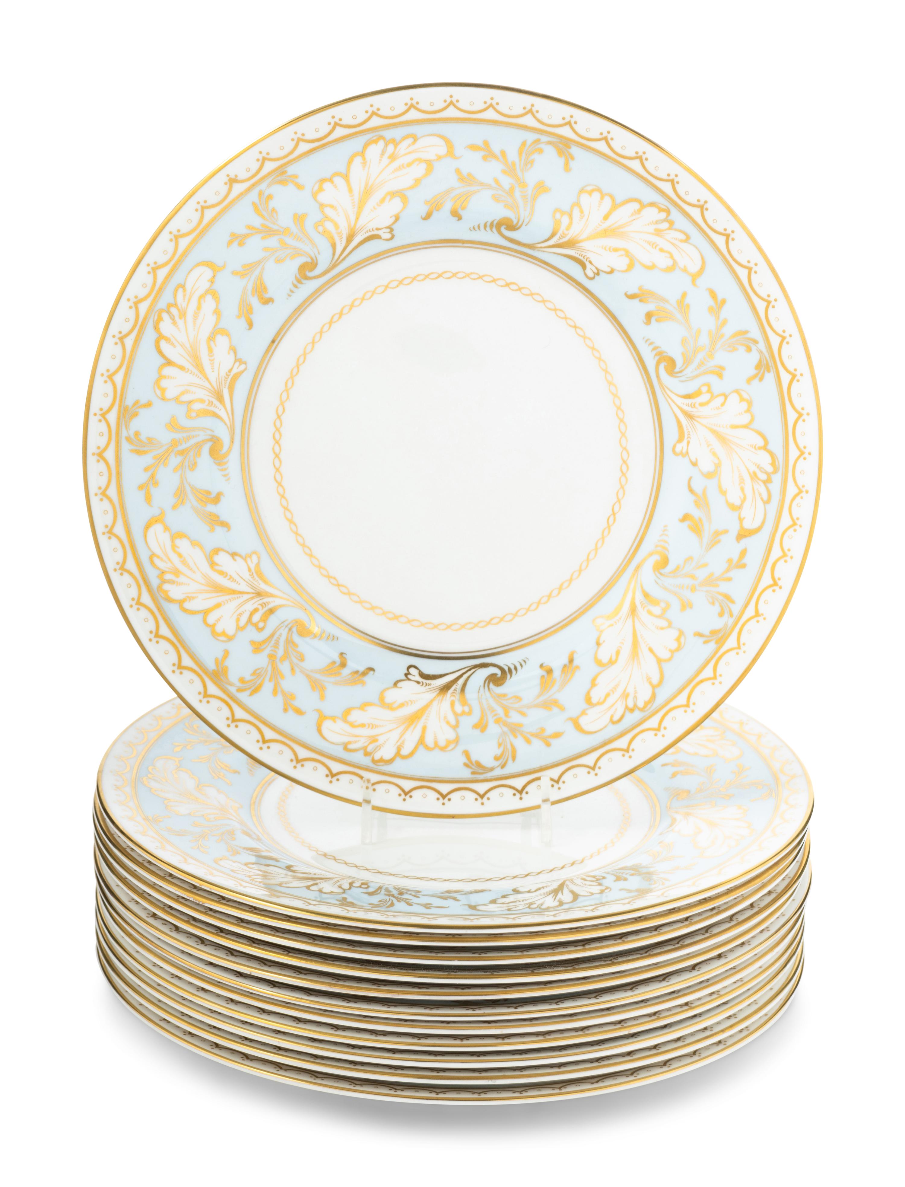 A Set of Twelve Royal Worcester Porcelain Dinner Plates