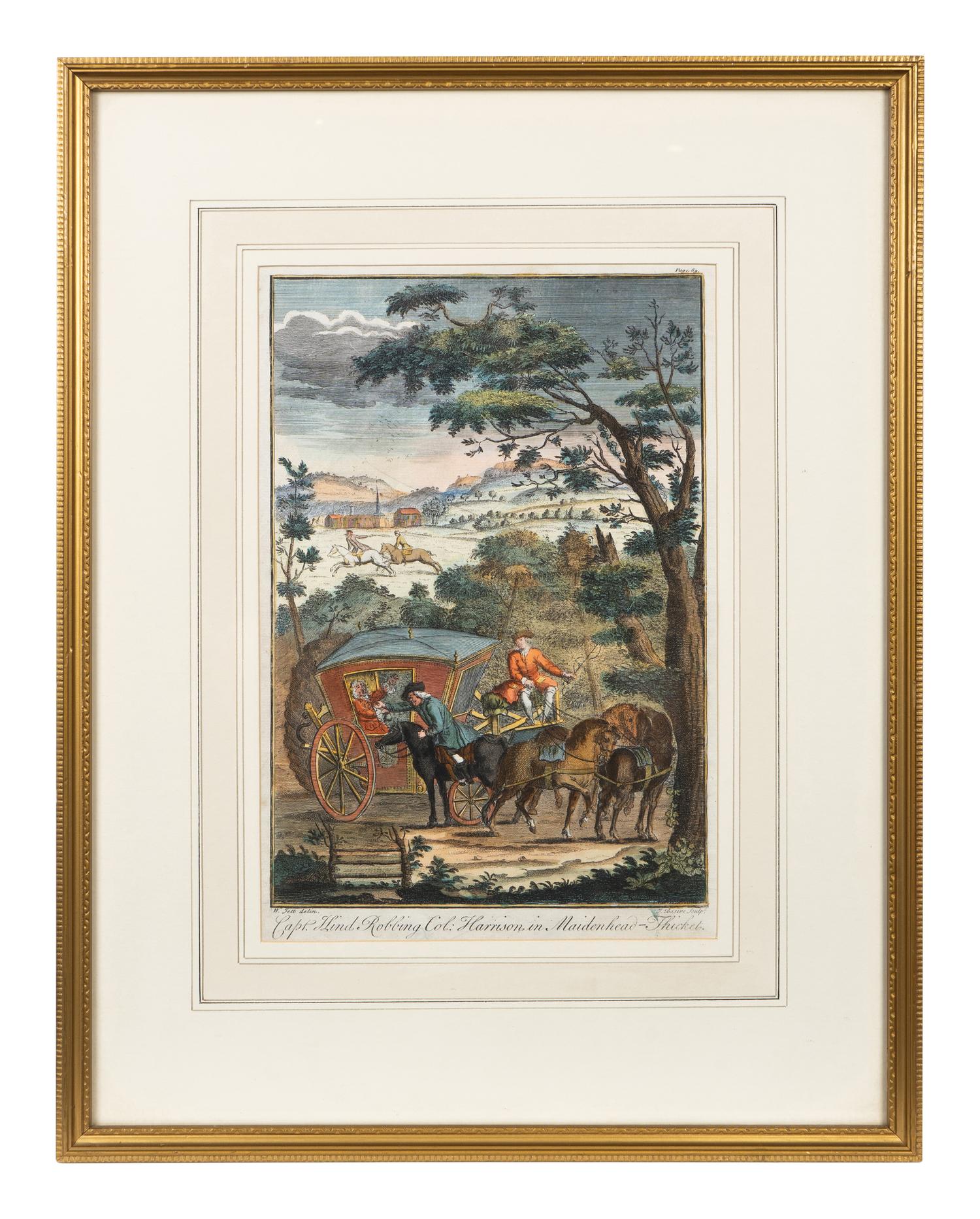 A Set of Five English Handcolored Steel Engravings — 18TH CENTURY