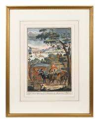 A Set of Five English Handcolored Steel Engravings — 18TH CENTURY