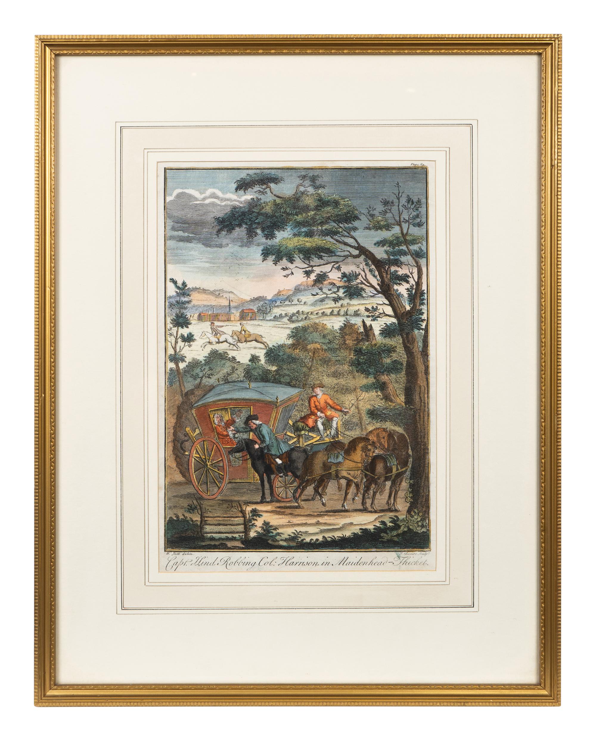 A Set of Five English Handcolored Steel Engravings — 18TH CENTURY