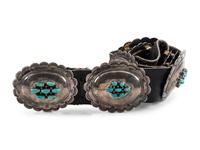Navajo Silver and Turquoise Concha Belt