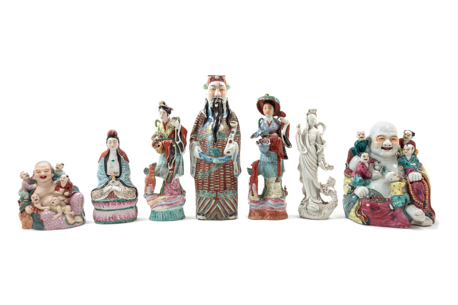 Seven Chinese Porcelain Immortal Figures