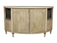 A Louis XVI Style Grey-Painted Marble-Top Demilune Cabinet