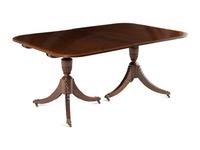A Regency Style Mahogany and Satinwood Extension Dining Table