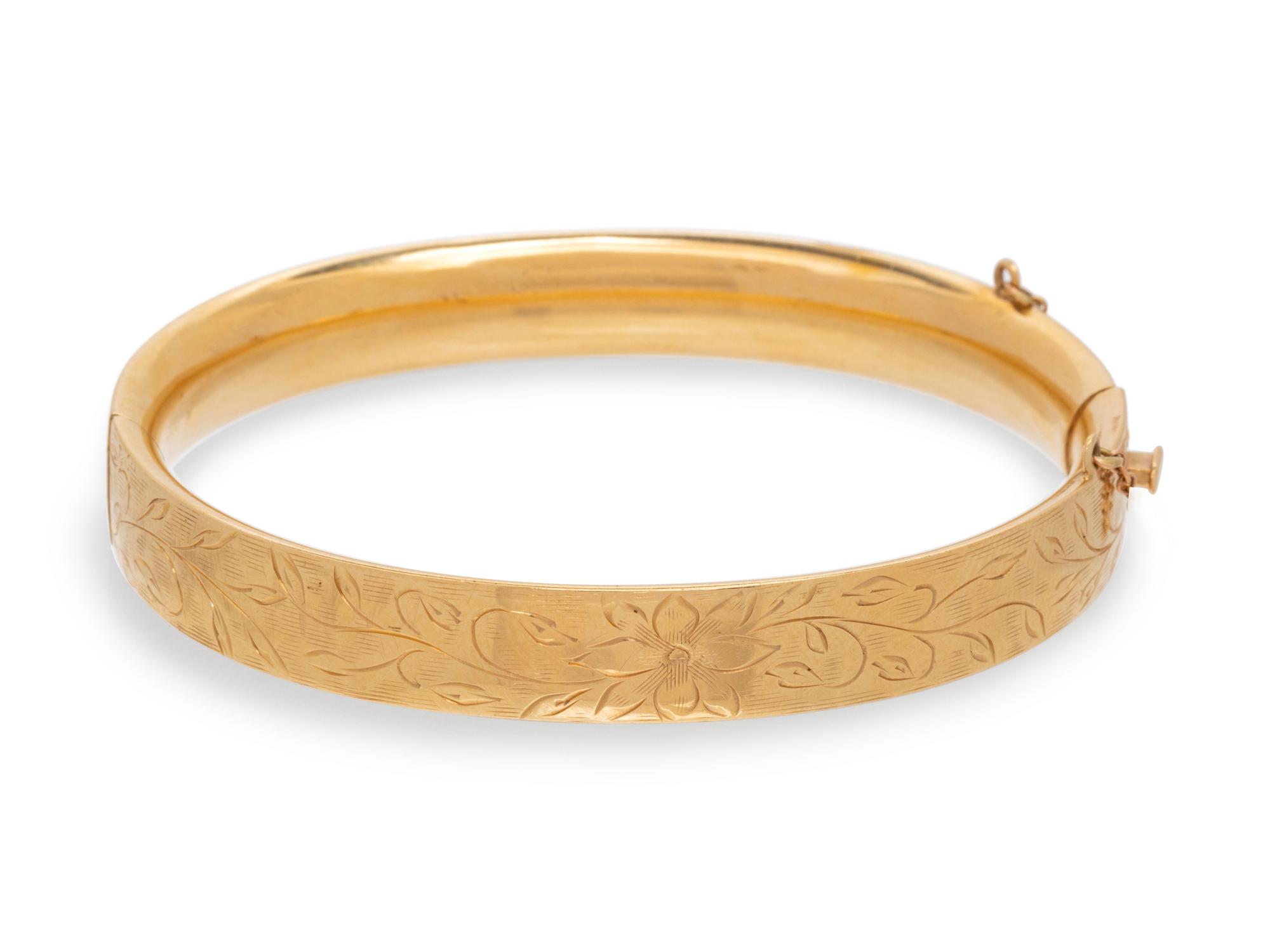 A 14 Karat Yellow Gold Bangle Bracelet,