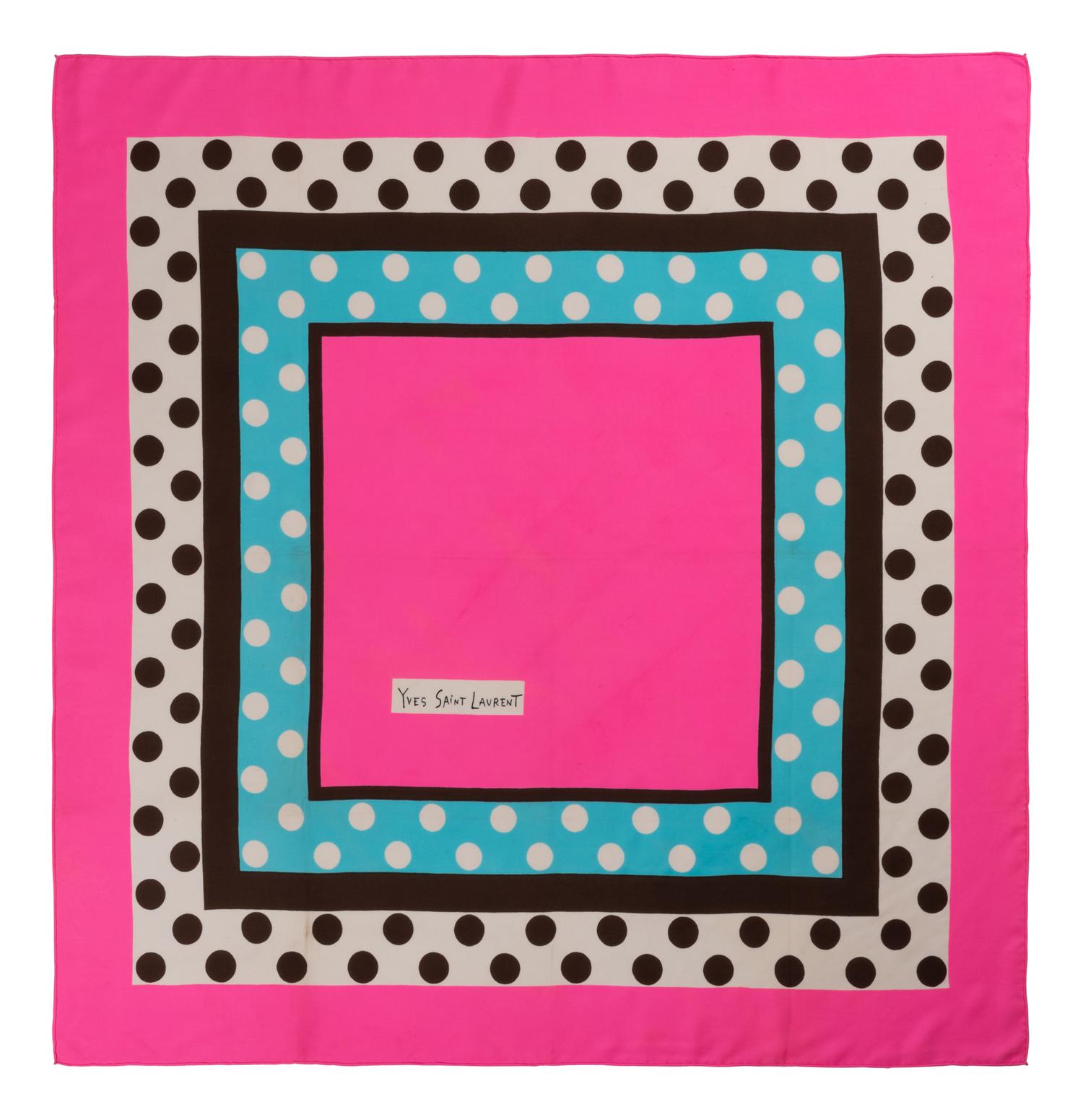 Six Silk Scarves: Three Yves Saint Laurent, One Valentino, and One Chanel, 1980-2000s