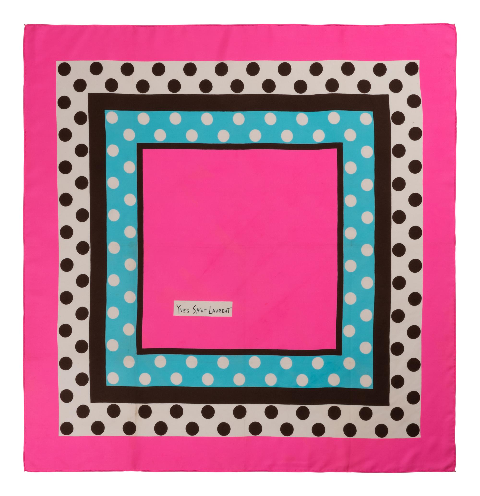 Six Silk Scarves: Three Yves Saint Laurent, One Valentino, and One Chanel, 1980-2000s
