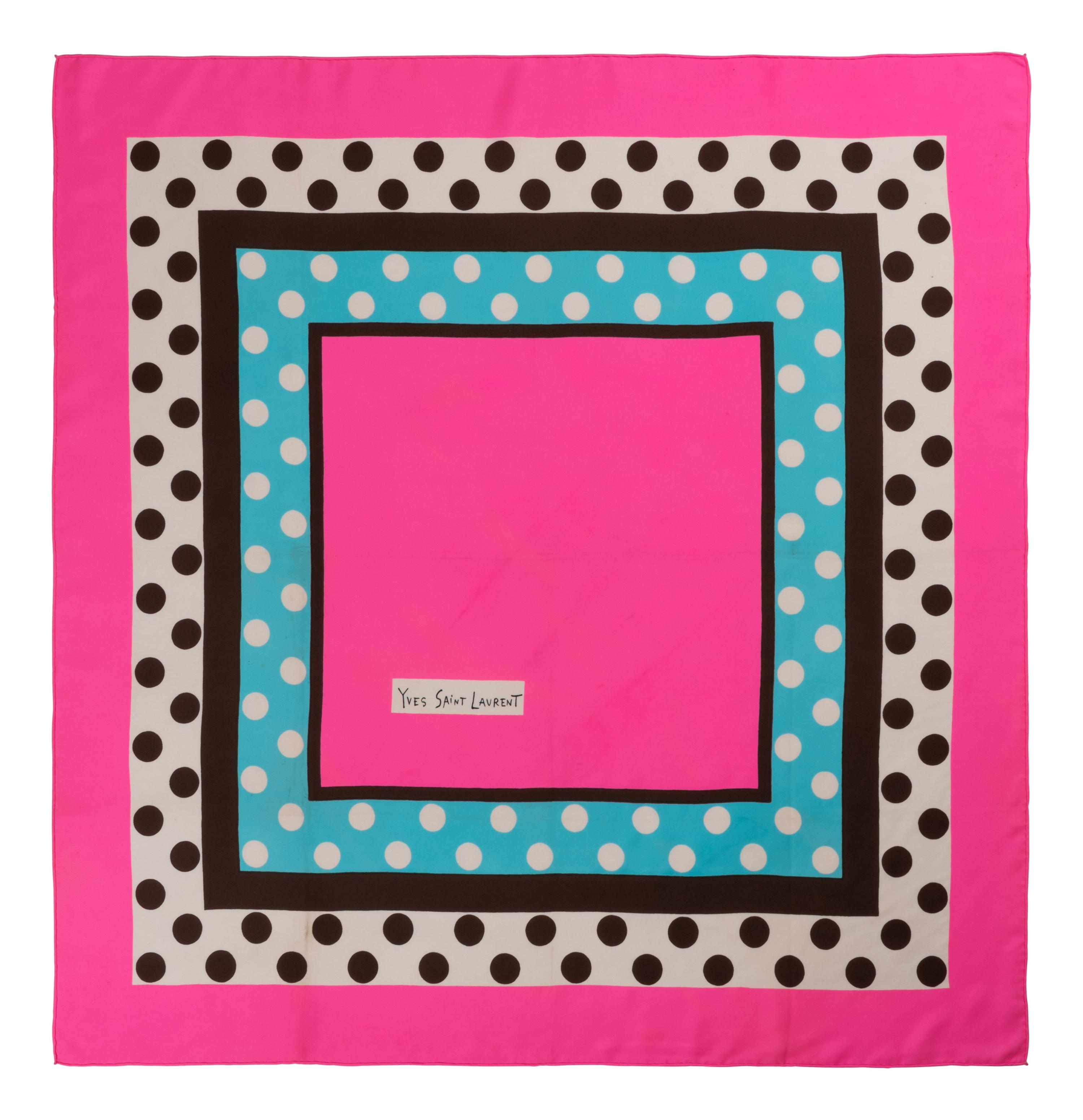 Six Silk Scarves: Three Yves Saint Laurent, One Valentino, and One Chanel, 1980-2000s
