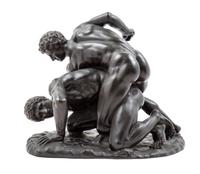 A Grand Tour Bronze Figural Group Width 20 inches. — AFTER THE ANTIQUE