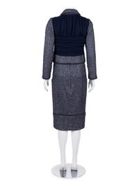 Chanel Blue and Gray Tweed Skirt Suit with Braid Detail, c. 2015