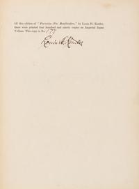 (BOOK BINDING) KINDER, LOUIS H. Formulas for Bookbinders. Roycroft, 1905. Limited, signed.