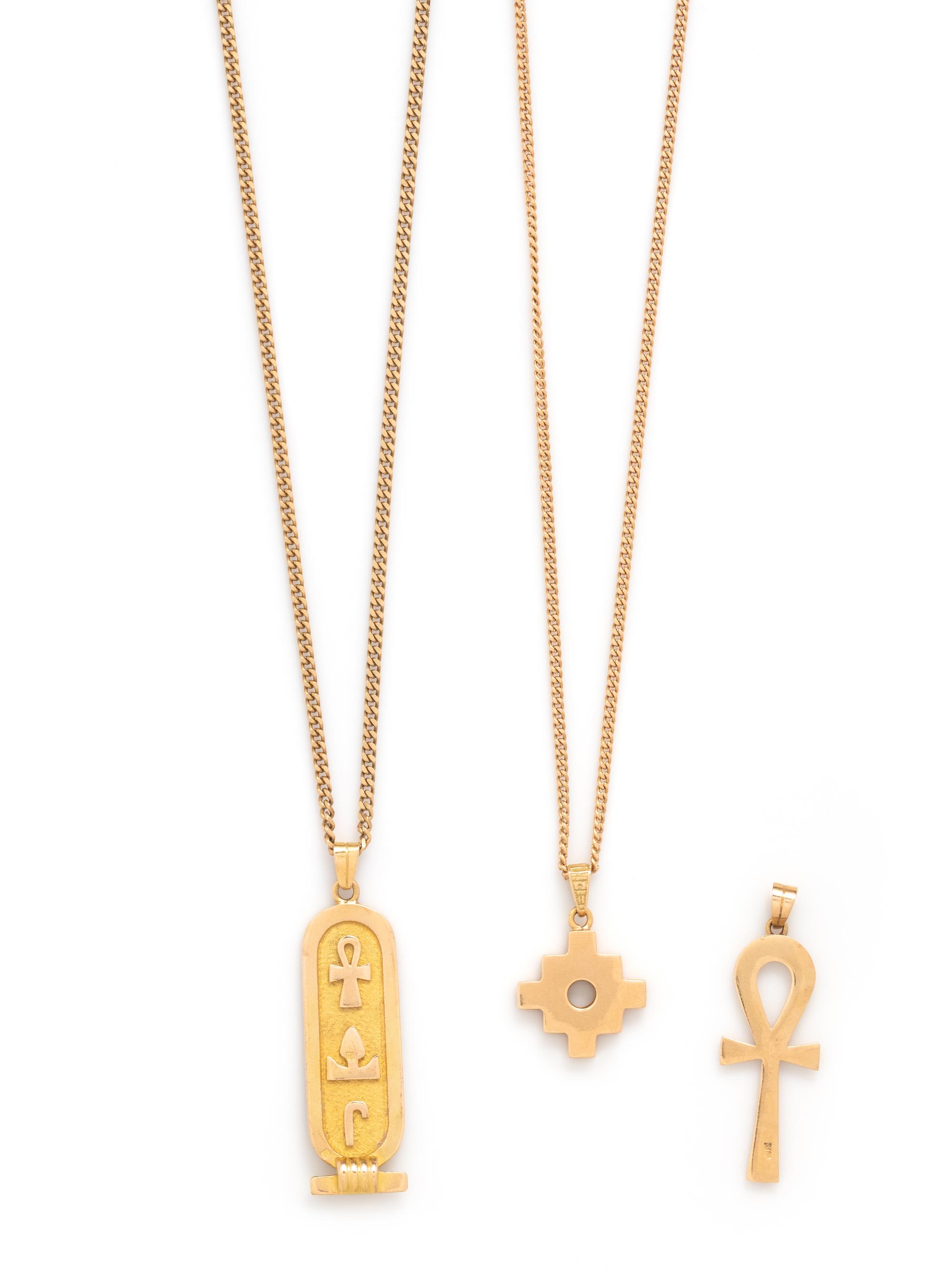 COLLECTION OF YELLOW GOLD PENDANT NECKLACES