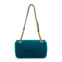 GUCCI, TEAL VELVET MARMONT BAG