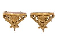 A Pair of Louis XV Style Giltwood Wall Brackets