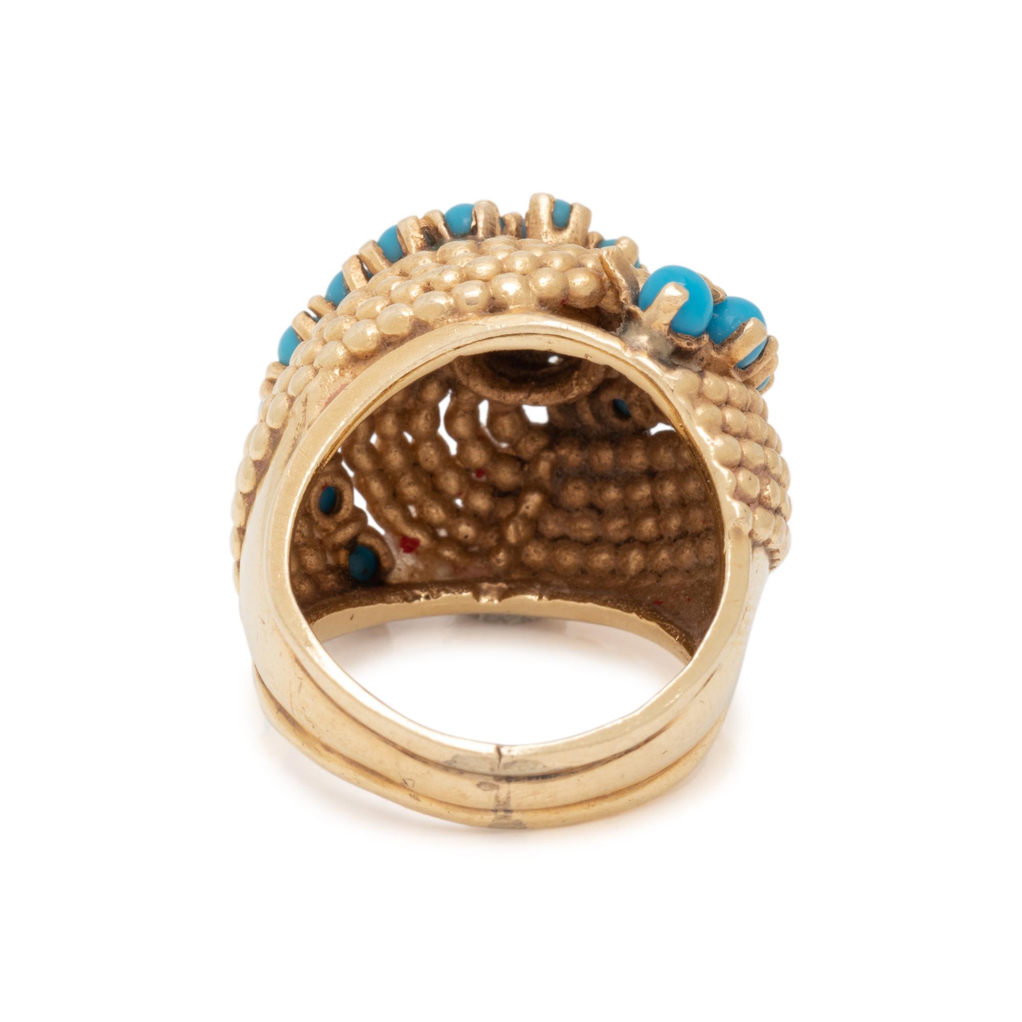 YELLOW GOLD AND TURQUOISE RING