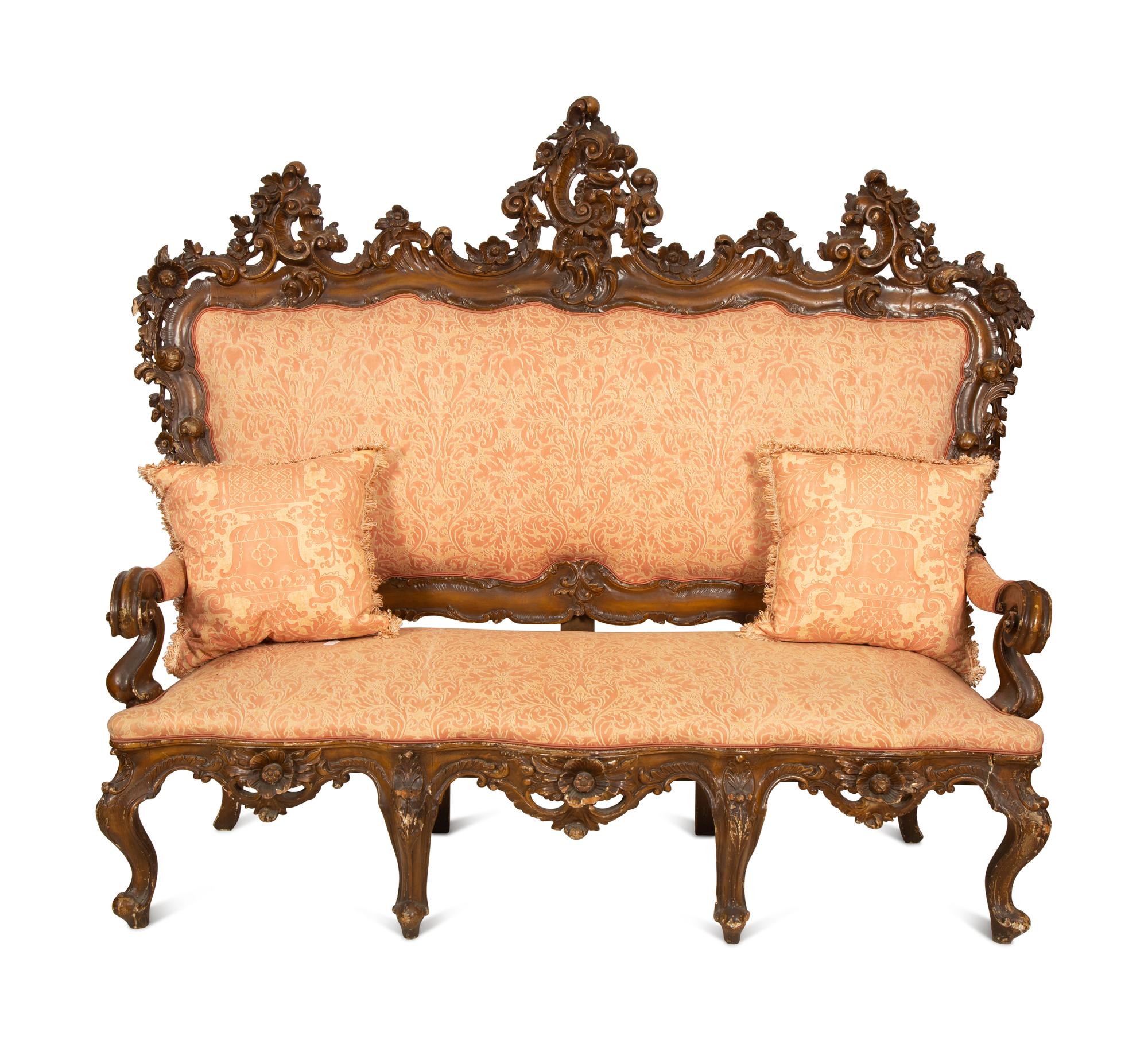 An Italian Rococo Style Three-Piece Seating Suite