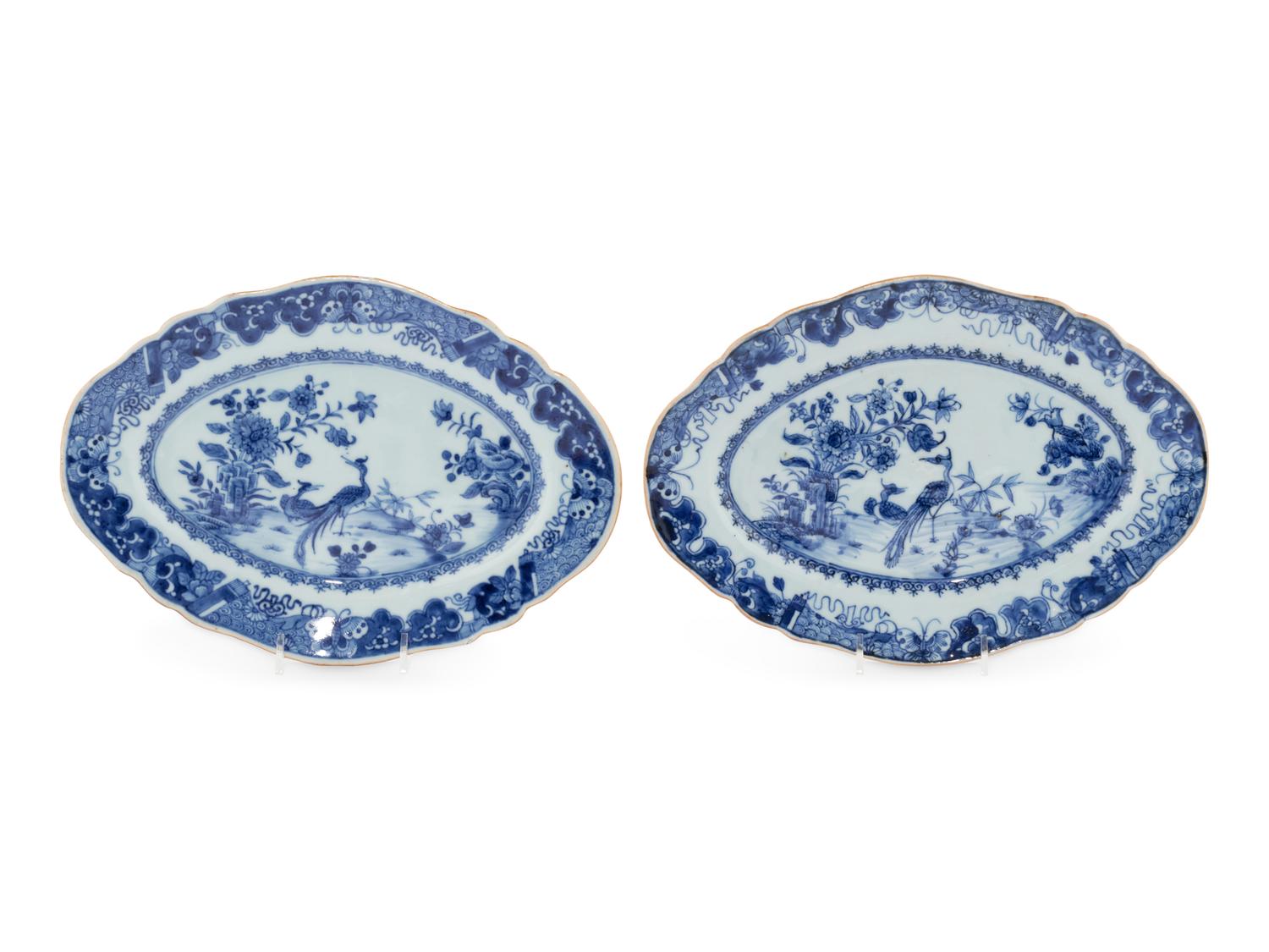 A Pair of Chinese Export Blue and White Porcelain Serving Platters