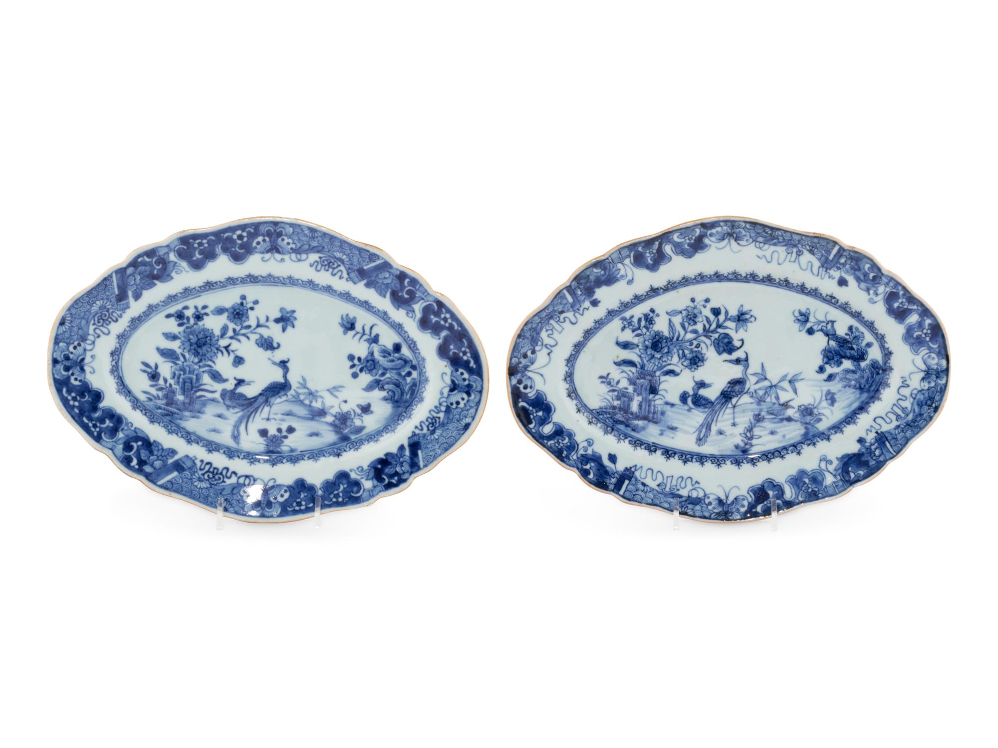 A Pair of Chinese Export Blue and White Porcelain Serving Platters