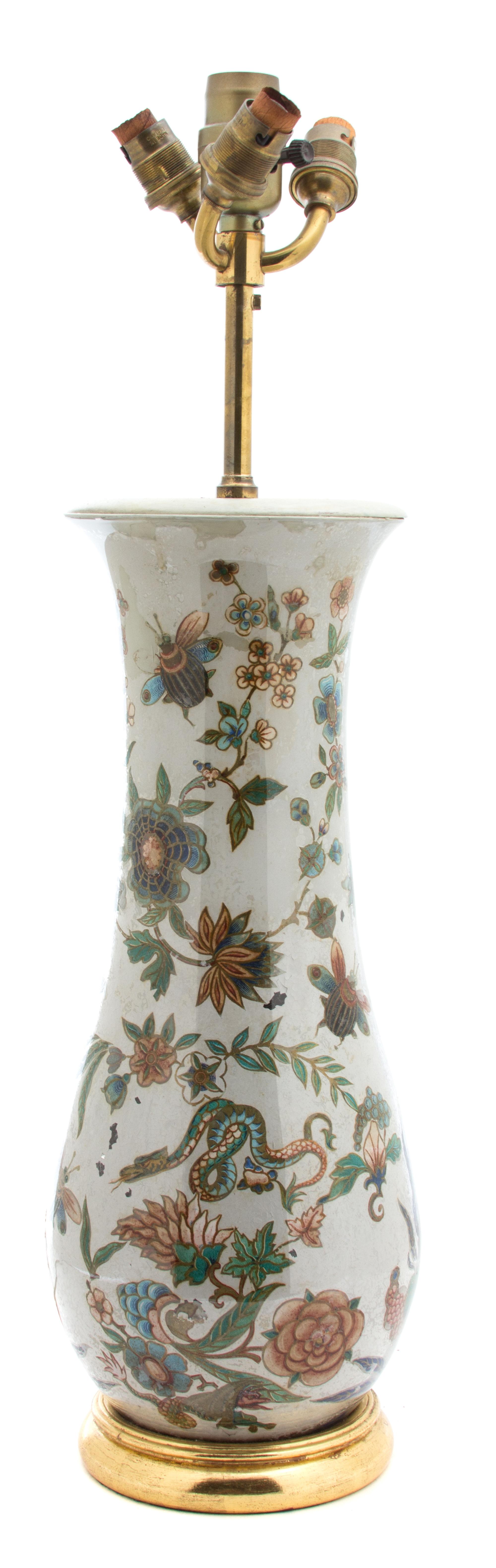 Two Decalcomania Table Lamps Height of taller 28 1/2 inches overall. — 20TH CENTURY