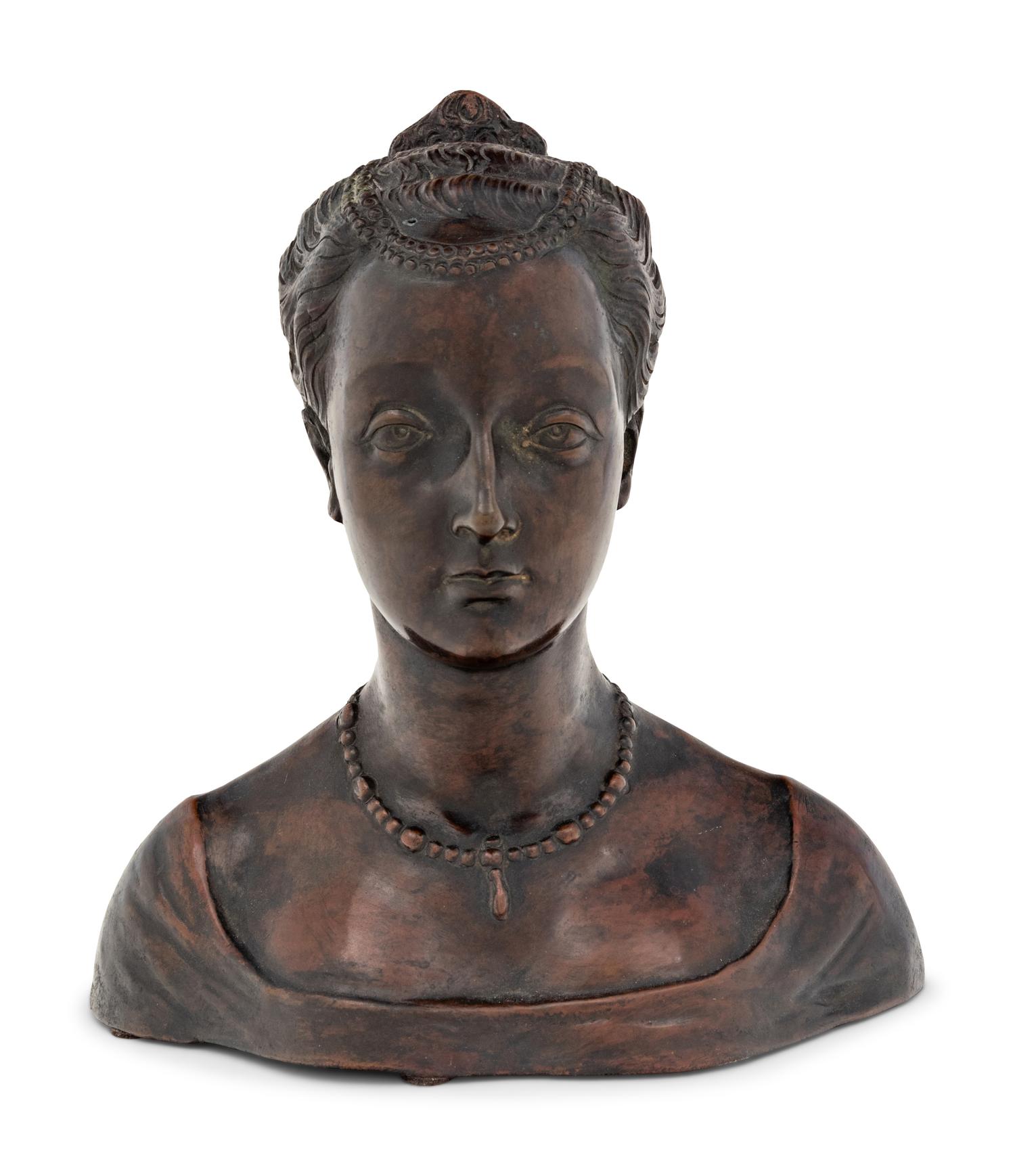 A Continental Bronze Bust of a Noblewoman