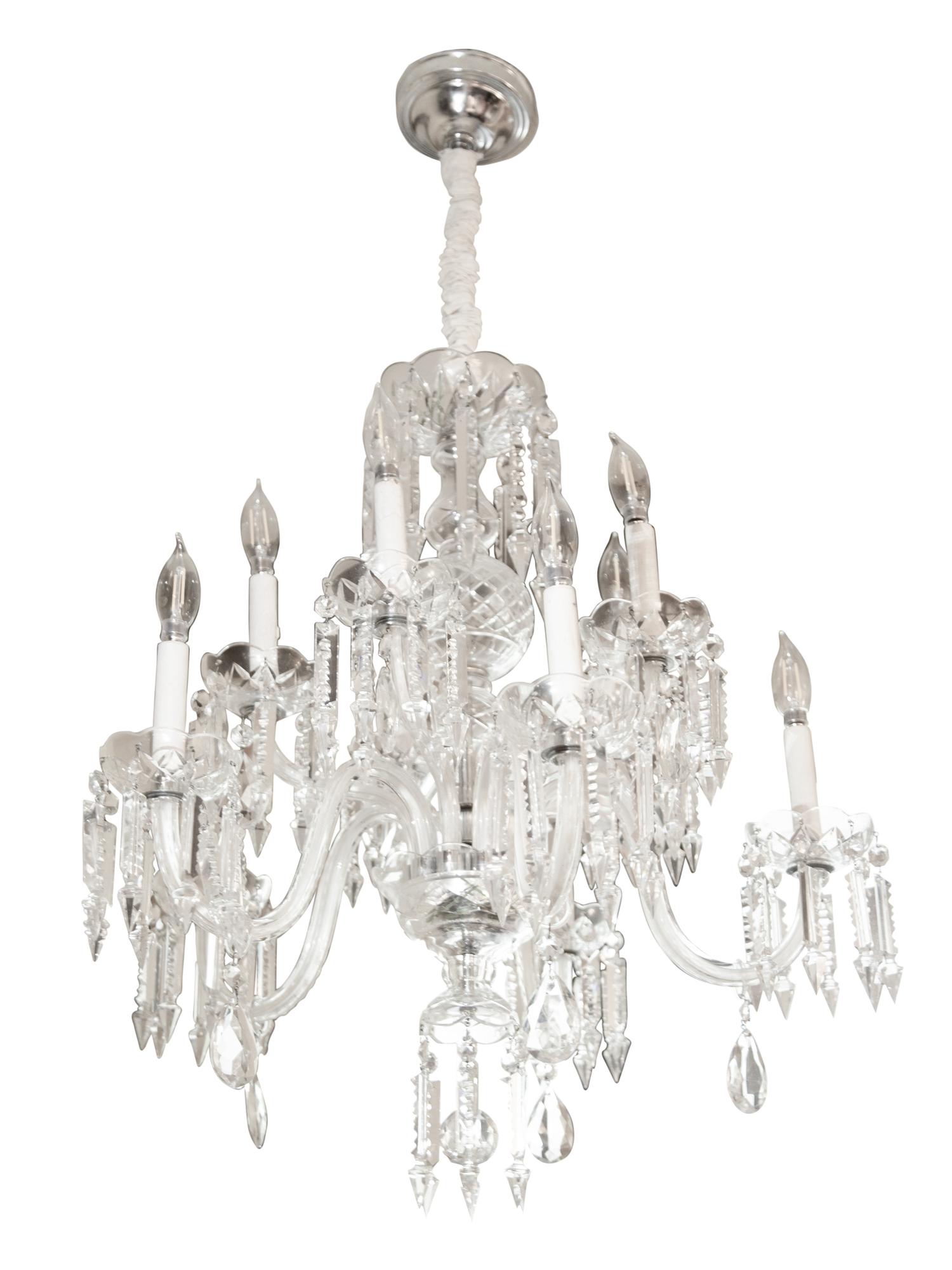 A Georgian Style Cut Glass Ten-Light Chandelier