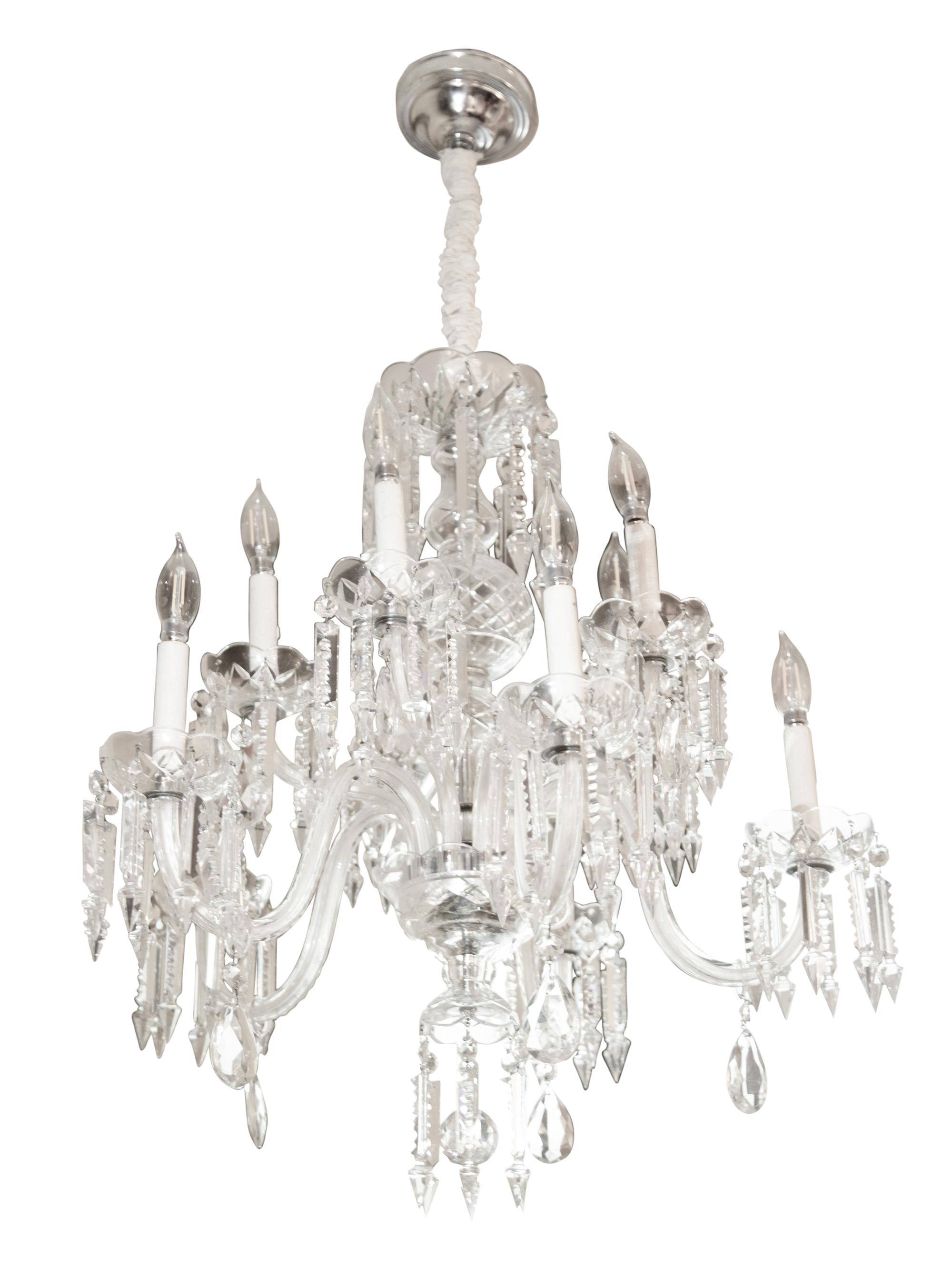 A Georgian Style Cut Glass Ten-Light Chandelier