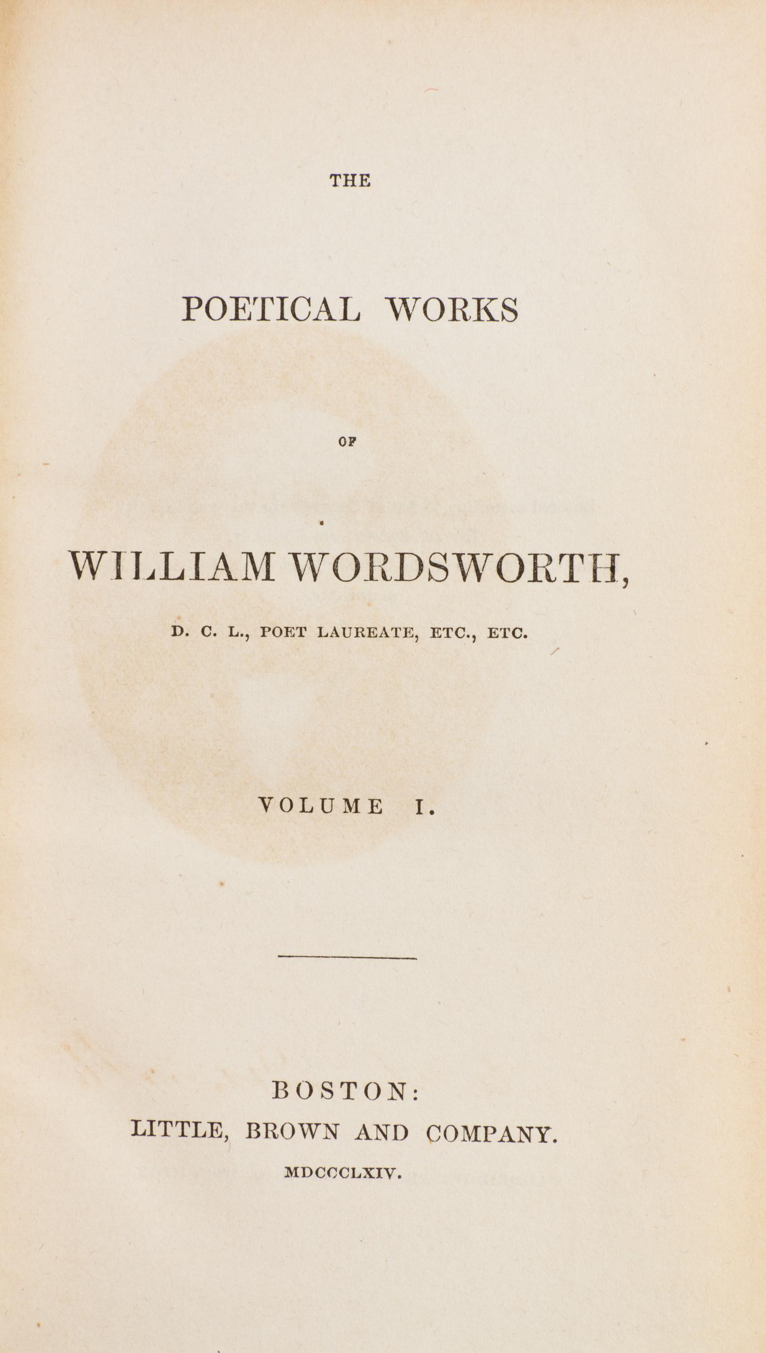 (COLLECTED WORKS) The Poetical Works of Edmund Spenser; William Wordsworth and S.T. Coleridge. Boston, 1759-1864. 15 vols.