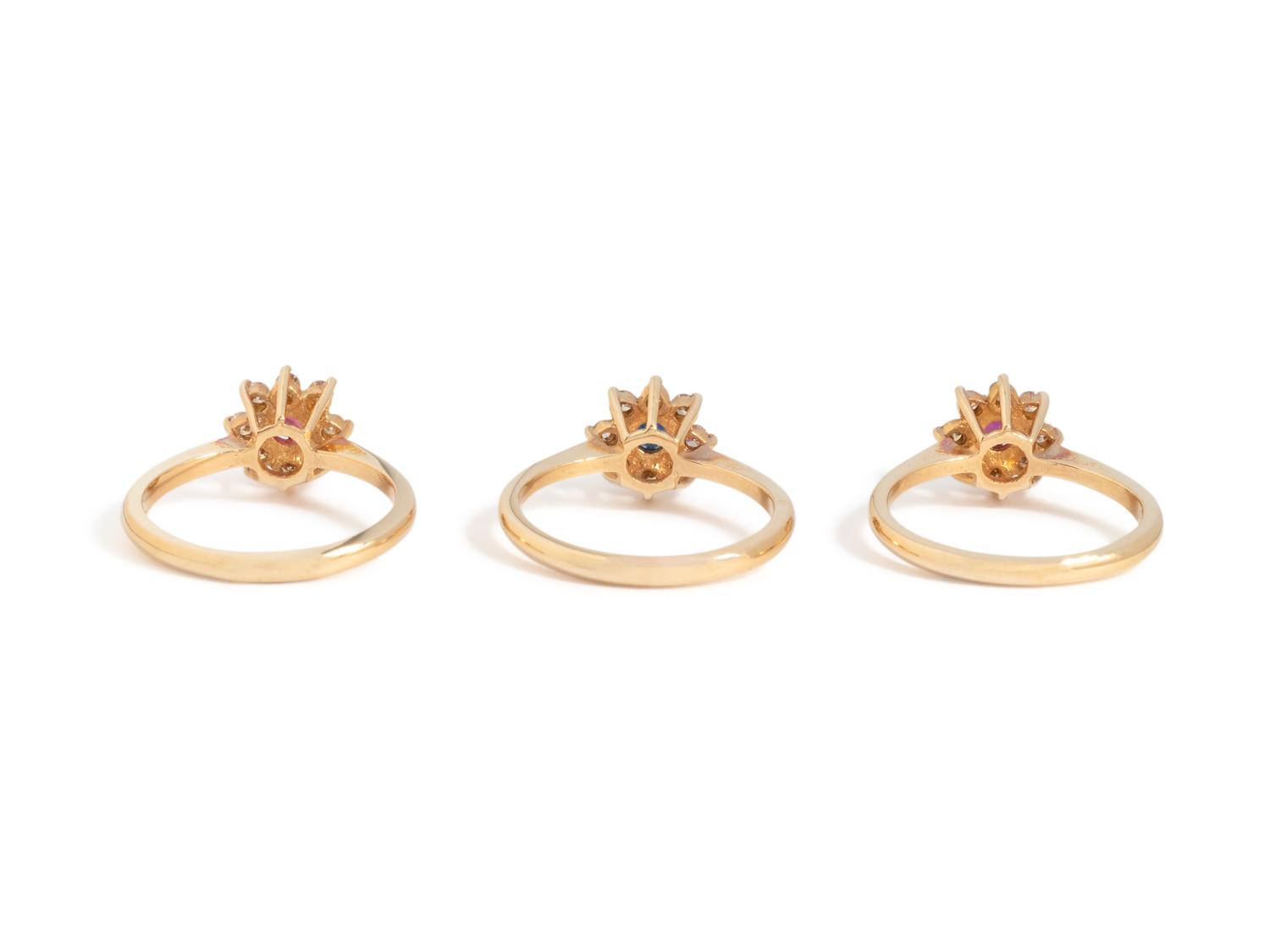 COLLECTION OF YELLOW GOLD, DIAMOND AND GEMSTONE RINGS