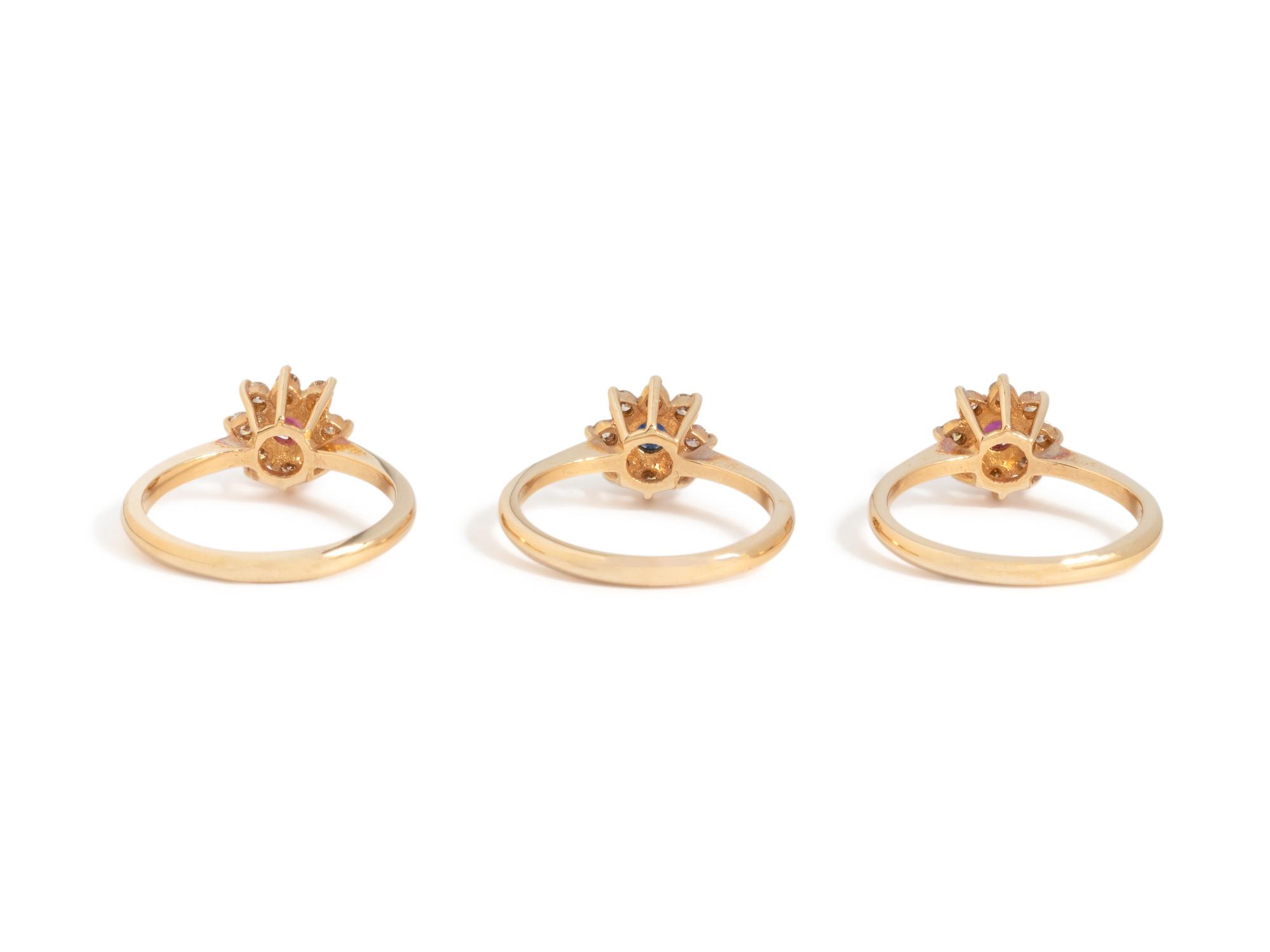 COLLECTION OF YELLOW GOLD, DIAMOND AND GEMSTONE RINGS