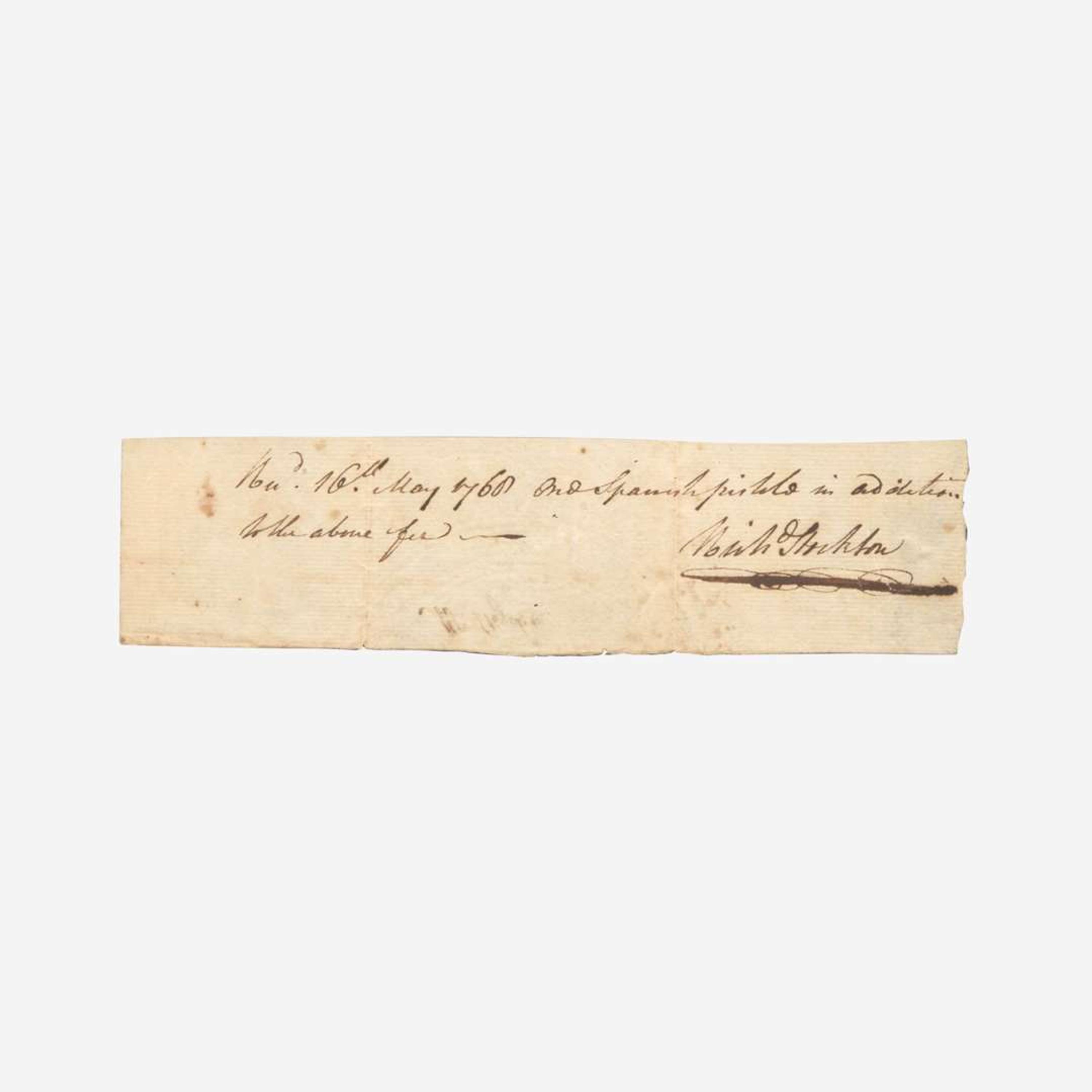 [Declaration of Independence] [New Jersey] Stockton, Richard Autograph Note, signed