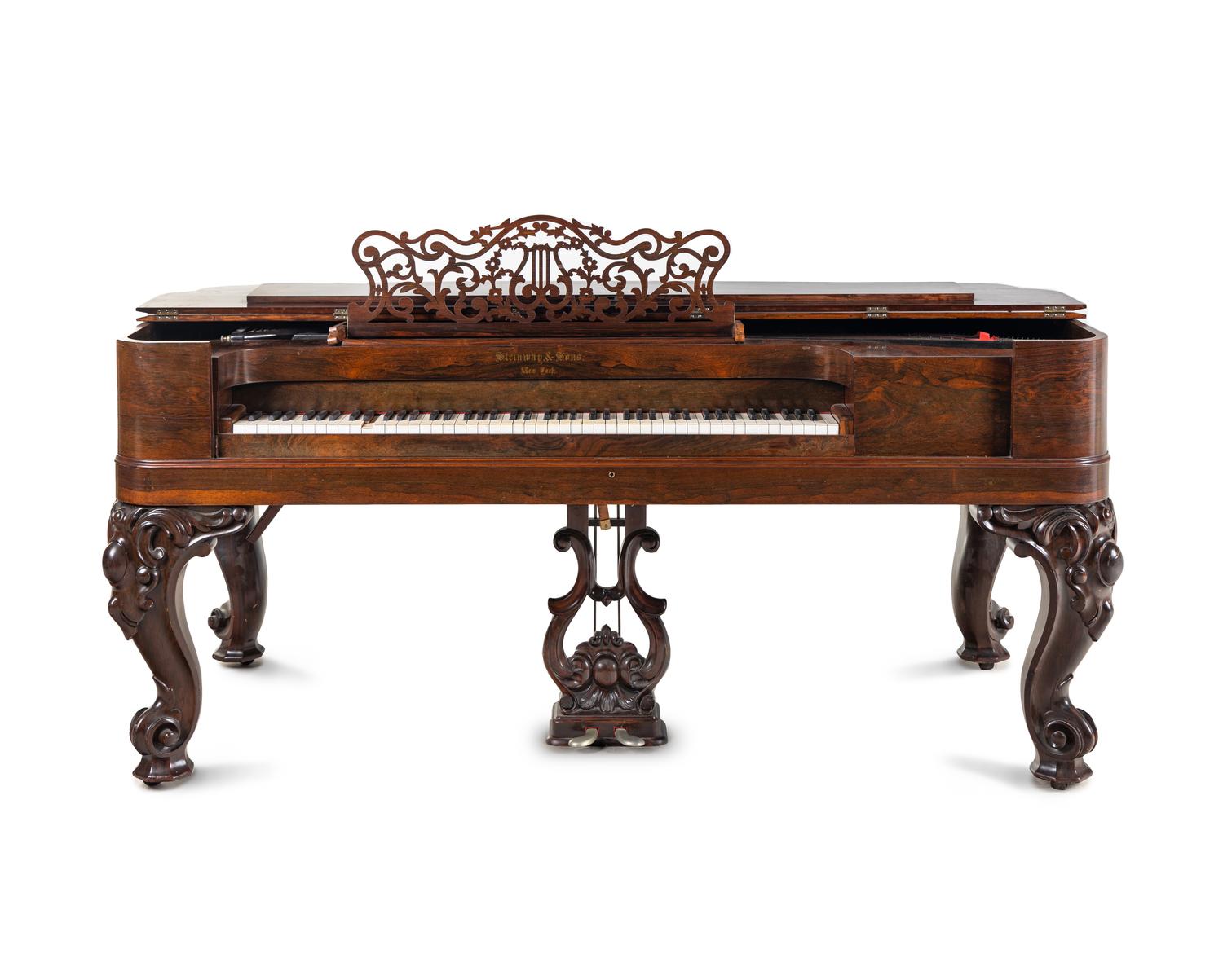A Steinway and Sons Rosewood Square Piano