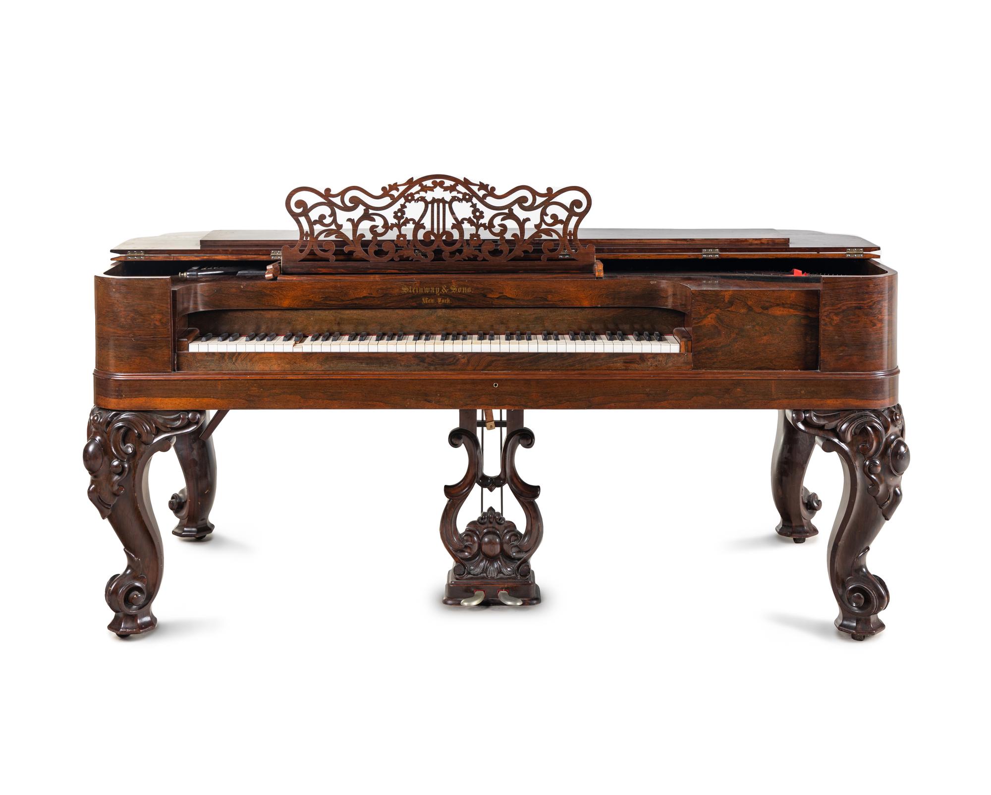 A Steinway and Sons Rosewood Square Piano