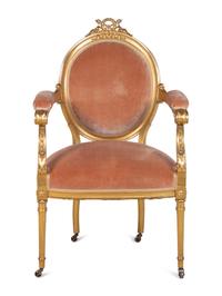 A Louis XVI Style Giltwood Fauteuil
