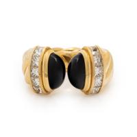 DAVID YURMAN, YELLOW GOLD, ONYX, AND DIAMOND 'SCULPTED CABLE' RING
