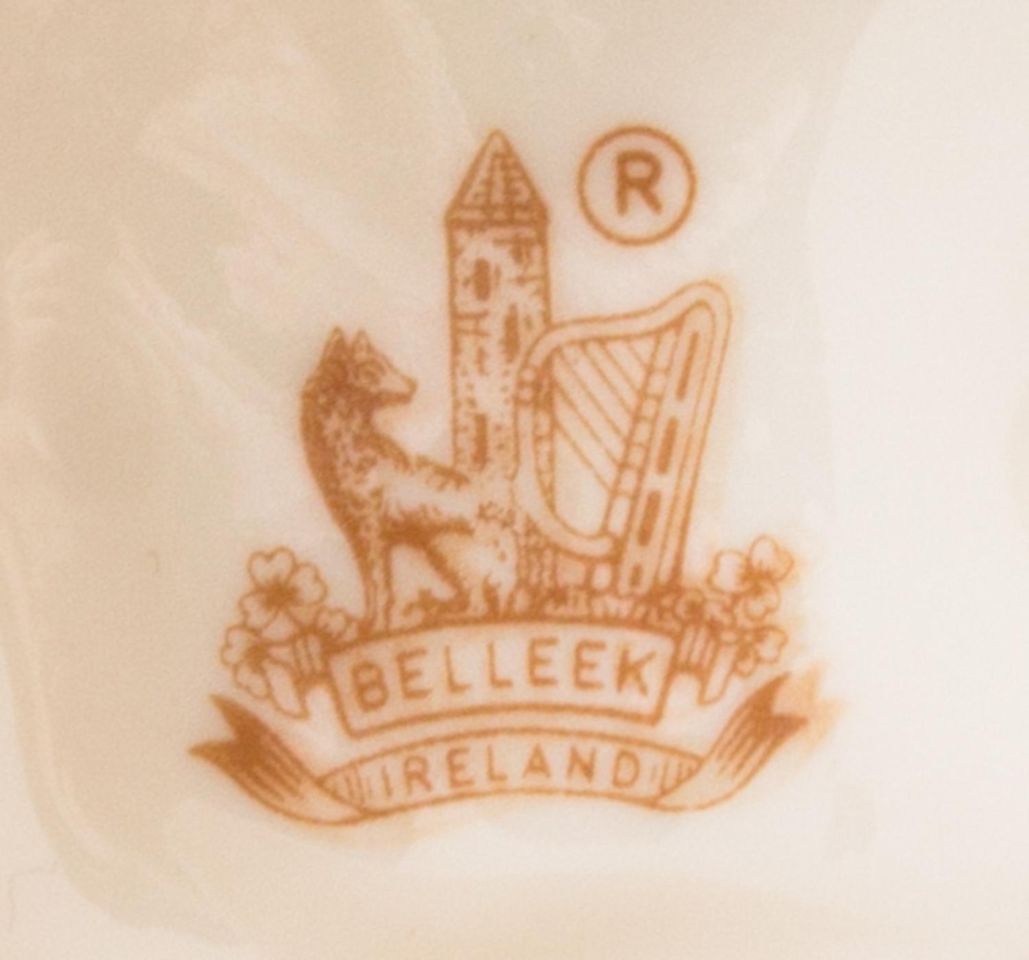 A Belleek Bird's Nest Stump Vase Height 12 inches. — SEVENTH GOLD MARK (1980-1993)