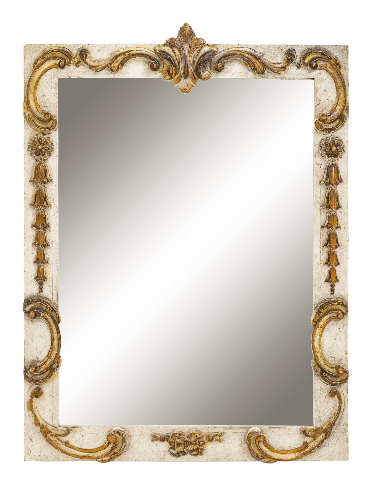 A Rococo Style Painted and Gilt Mirror