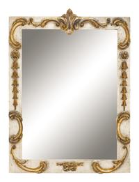 A Rococo Style Painted and Gilt Mirror