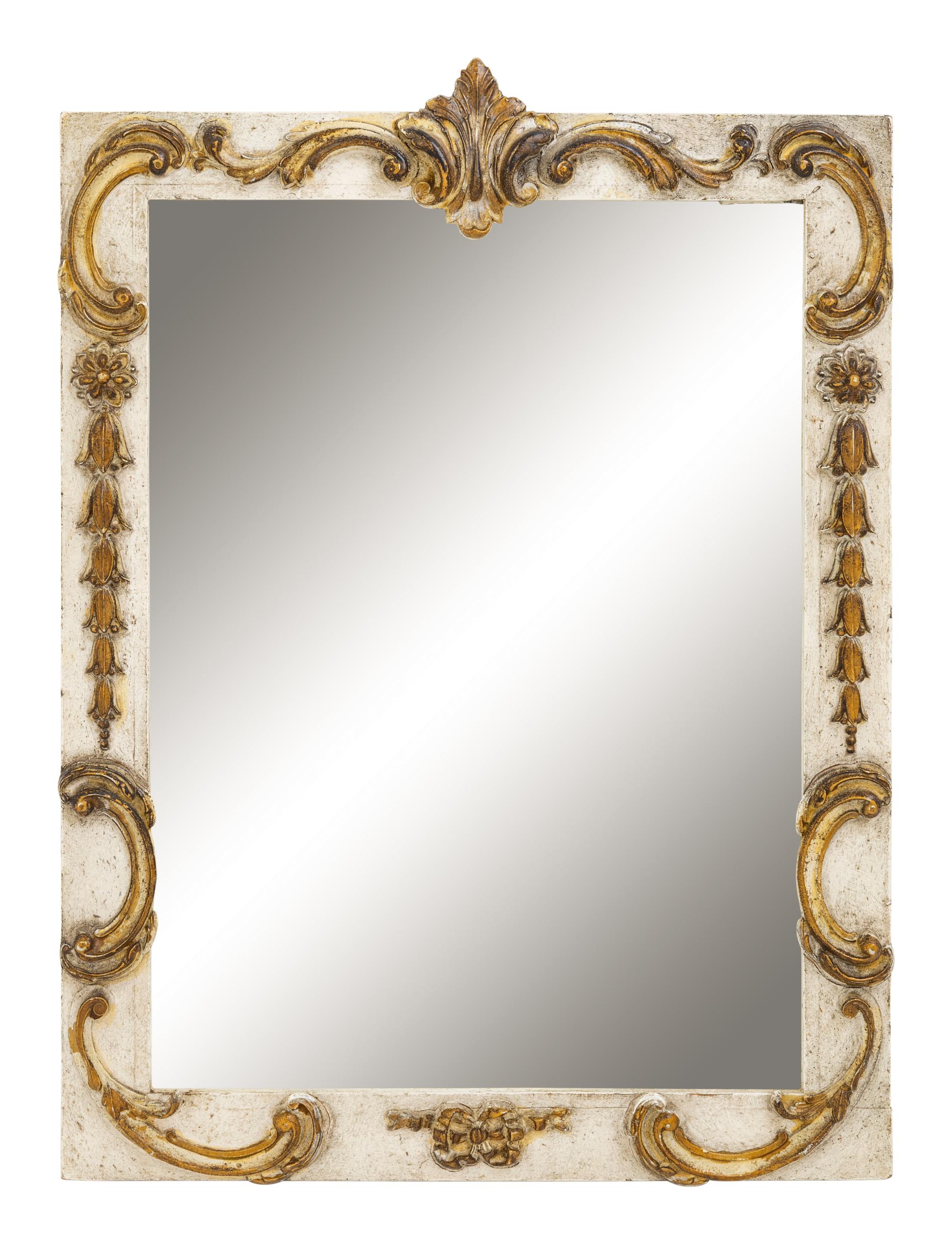 A Rococo Style Painted and Gilt Mirror