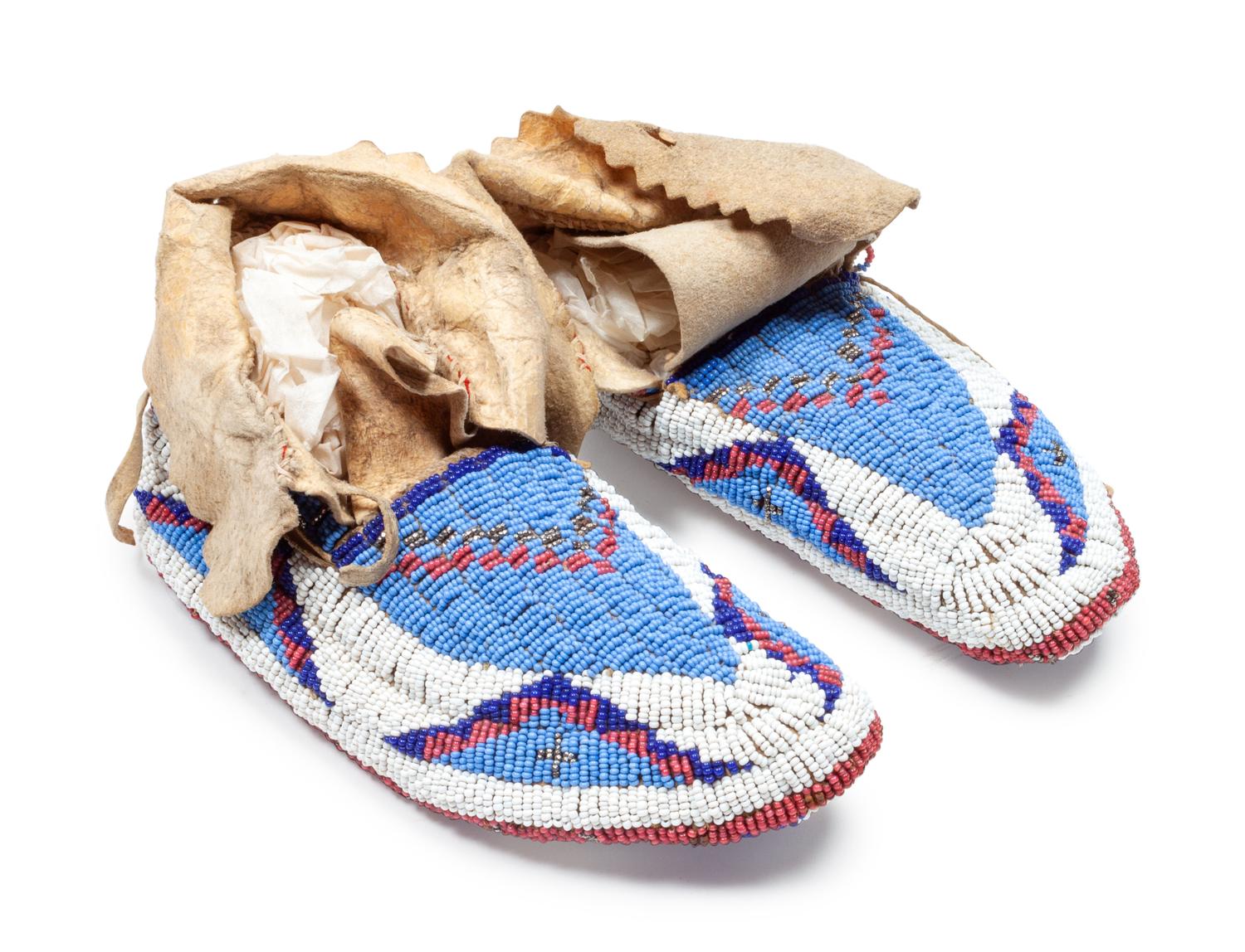 Sioux Child's Fully Beaded Hide Moccasins