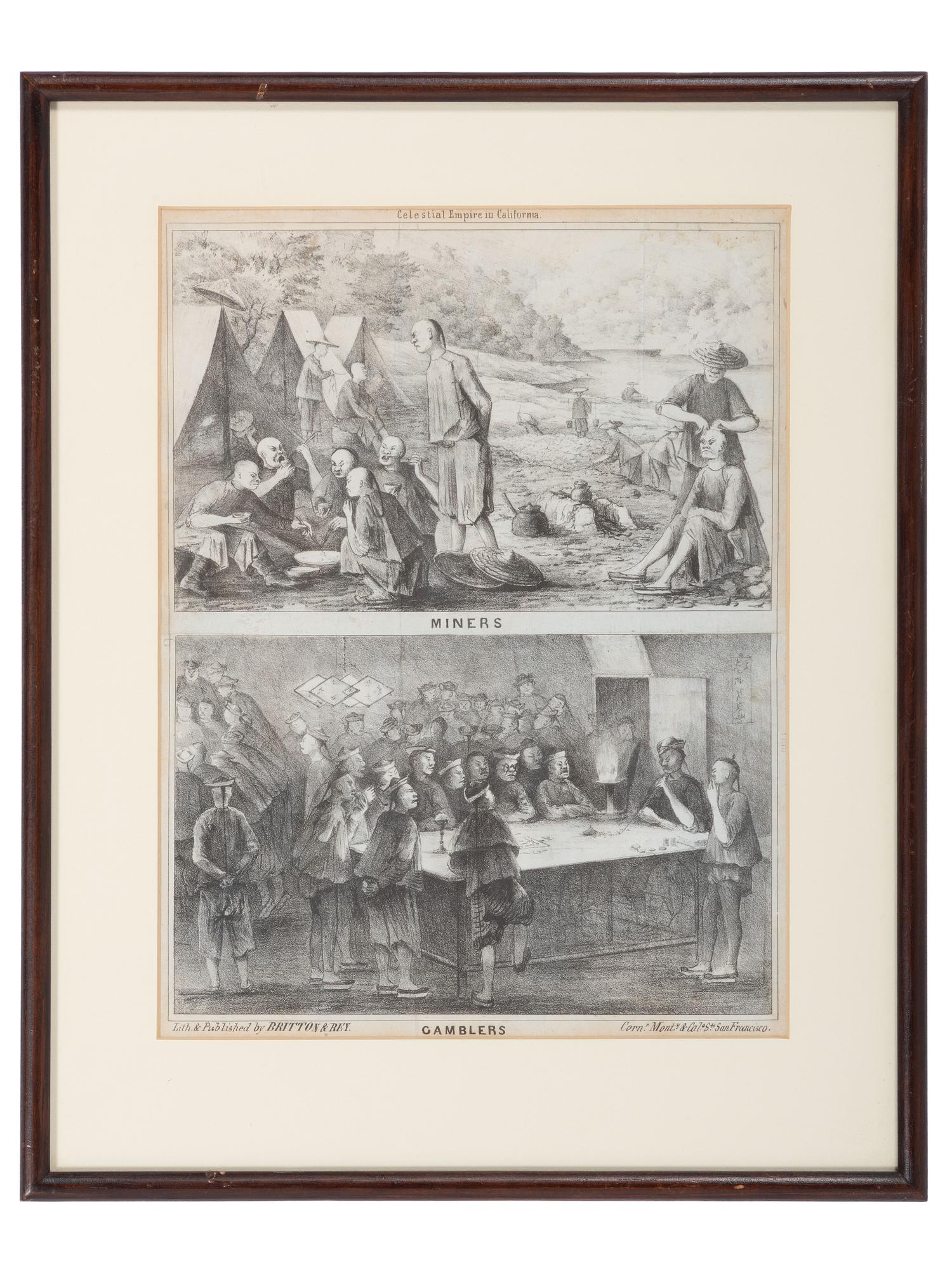 [MINING]. Celestial Empire in California, Miners and Gamblers . Pictorial California letter sheet.