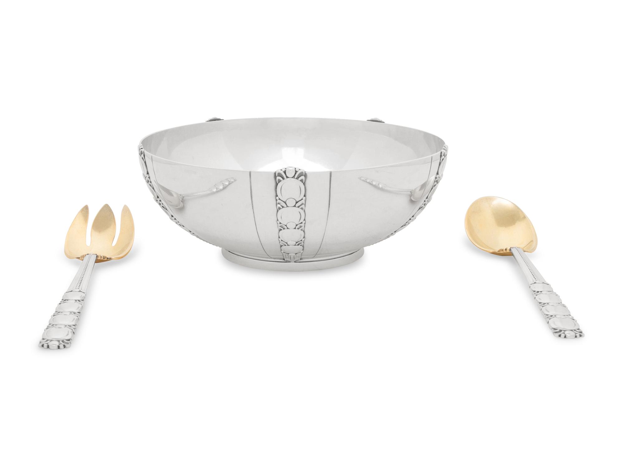A Tiffany and Co. Silver Three-Piece Salad Set