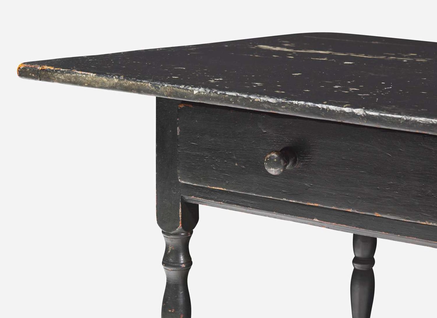 A black-painted tavern table, New England, late 18th century