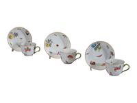 A Set of Six Herend Porcelain Teacups and Saucers